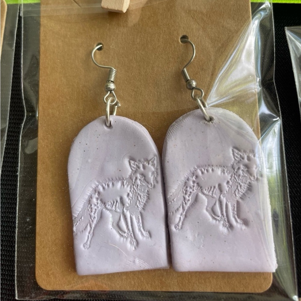 Purple fox earrings